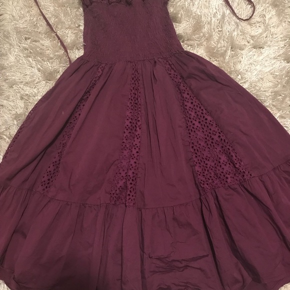 Plum purple woven eyelet summer dress - Picture 5 of 8